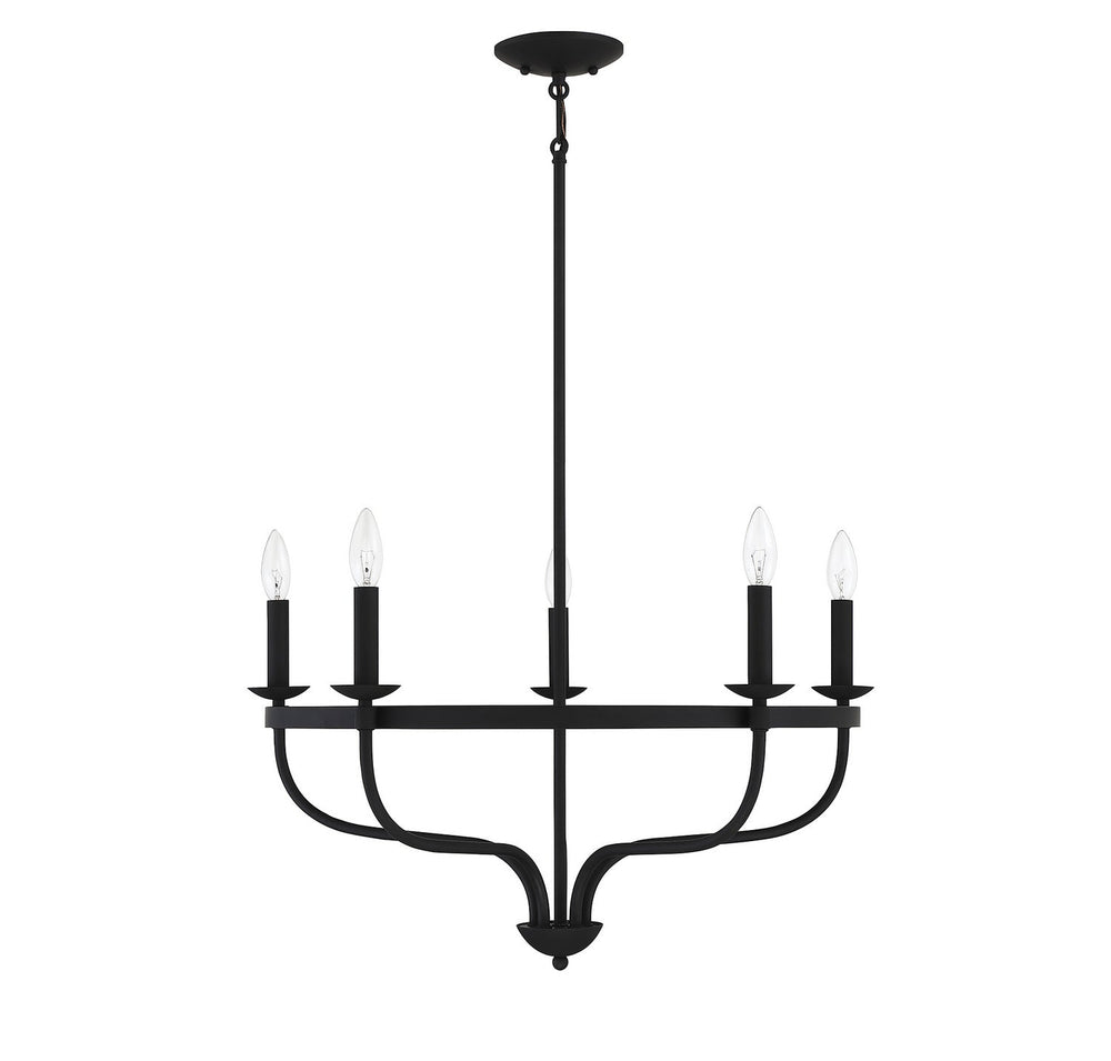 Meridian - M10087MBK - Five Light Chandelier - Matte Black