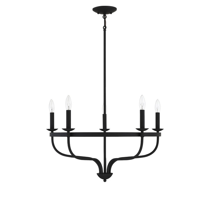 Meridian - M10087MBK - Five Light Chandelier - Matte Black