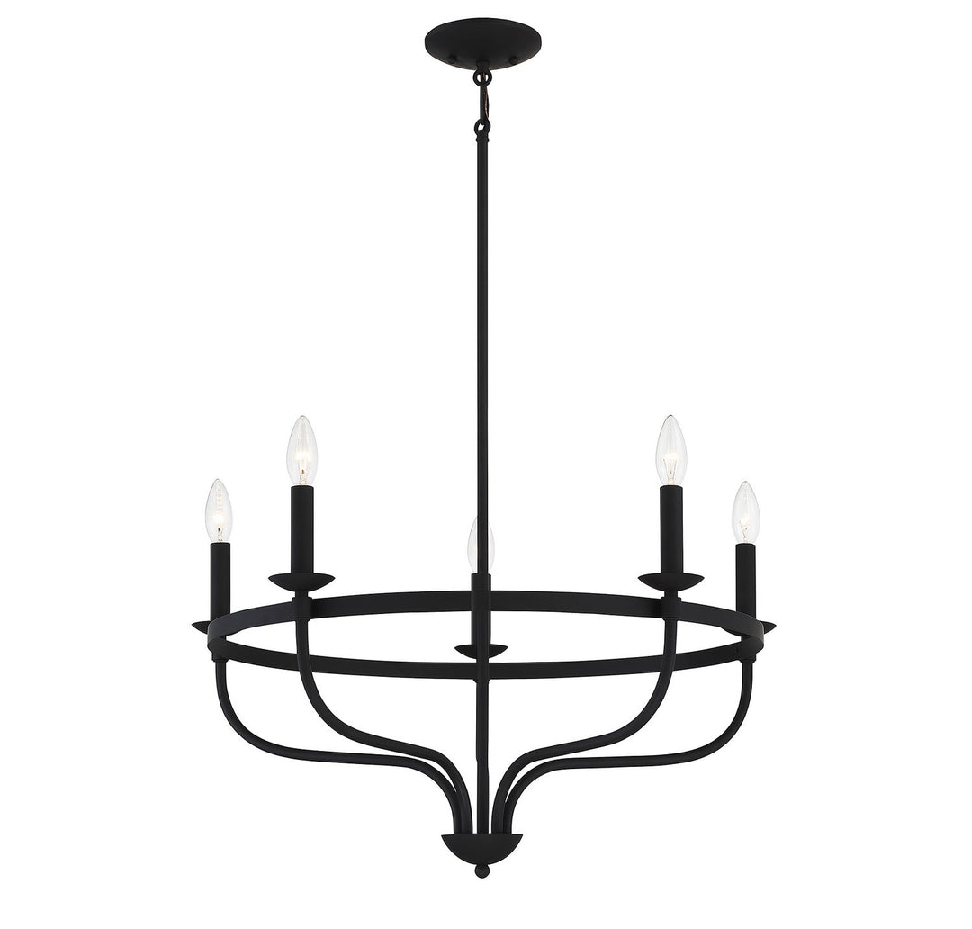 Meridian - M10087MBK - Five Light Chandelier - Matte Black