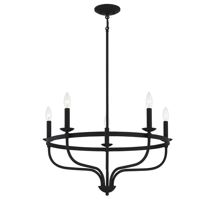 Meridian - M10087MBK - Five Light Chandelier - Matte Black