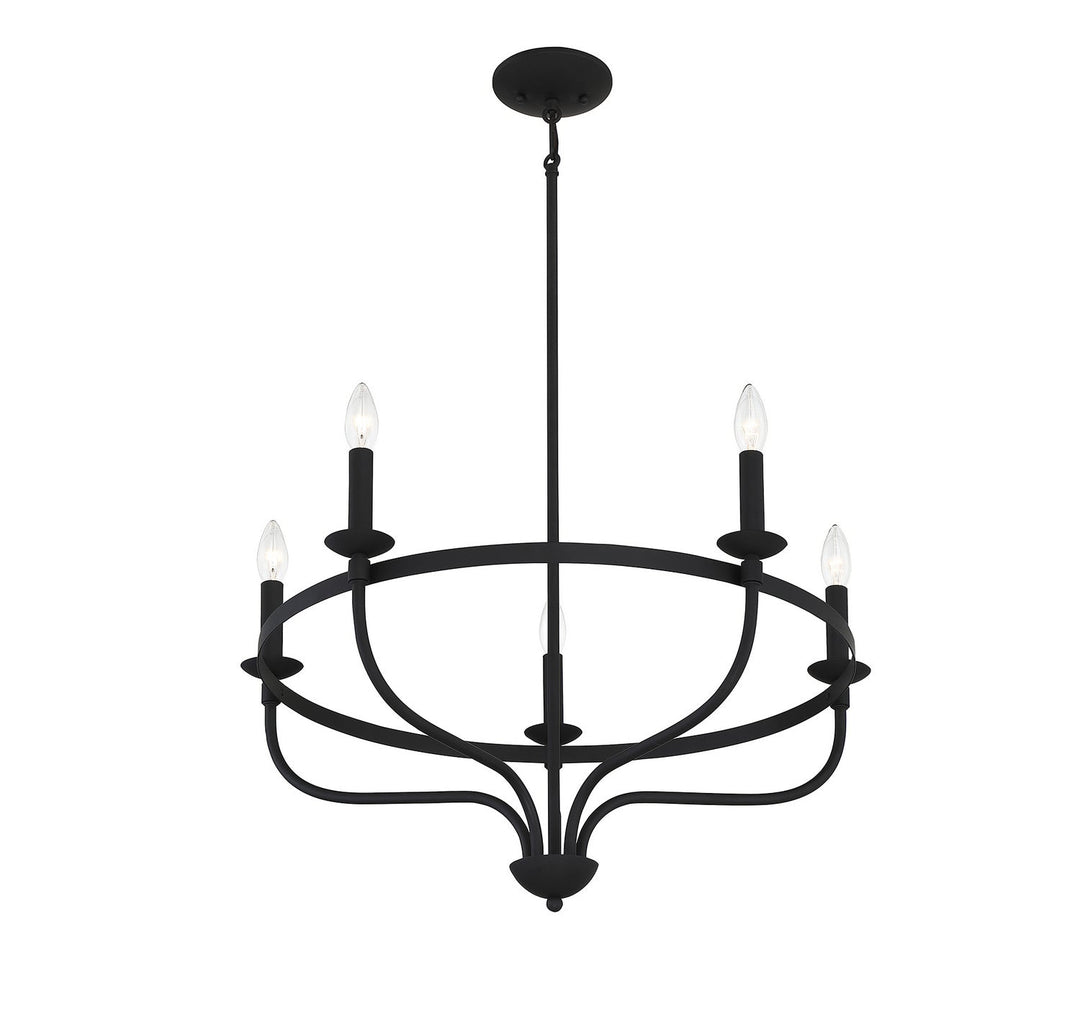 Meridian - M10087MBK - Five Light Chandelier - Matte Black