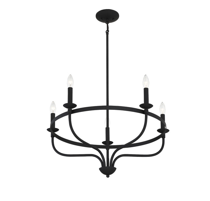 Meridian - M10087MBK - Five Light Chandelier - Matte Black