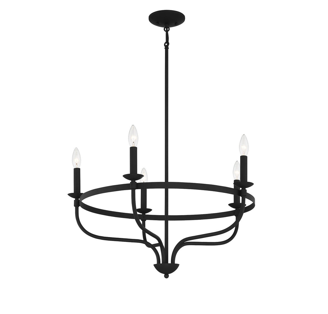 Meridian - M10087MBK - Five Light Chandelier - Matte Black