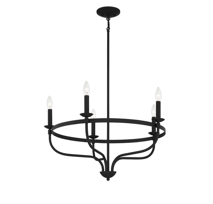 Meridian - M10087MBK - Five Light Chandelier - Matte Black