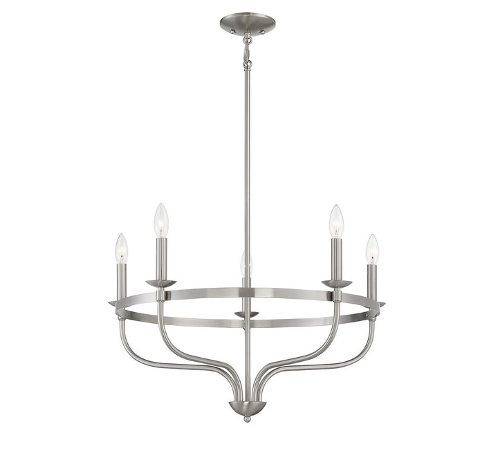 Meridian - M10087BN - Five Light Chandelier - Brushed Nickel