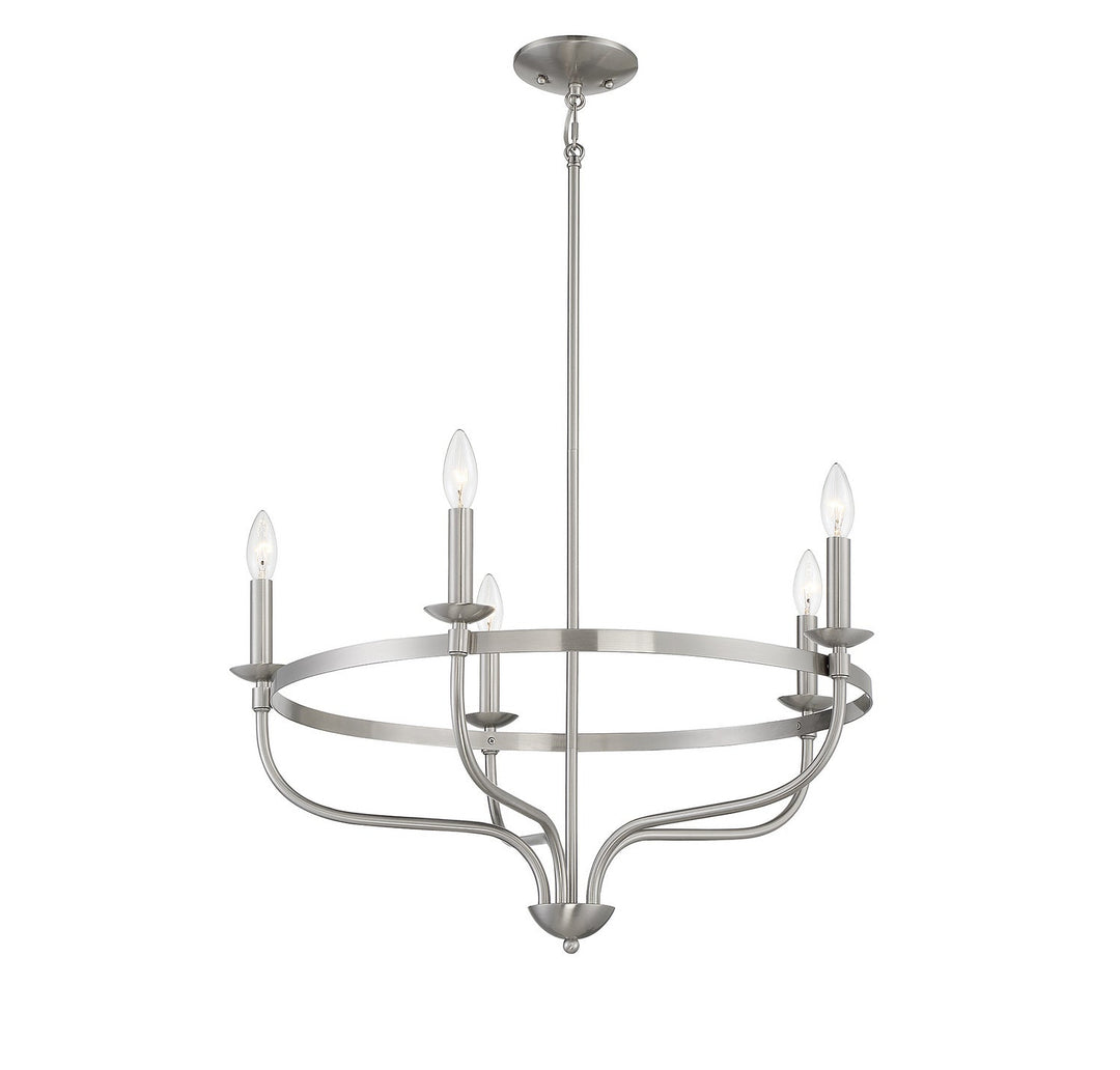 Meridian - M10087BN - Five Light Chandelier - Brushed Nickel