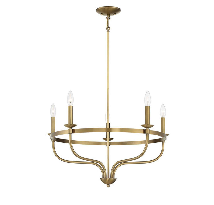 Meridian - M10087NB - Five Light Chandelier - Natural Brass