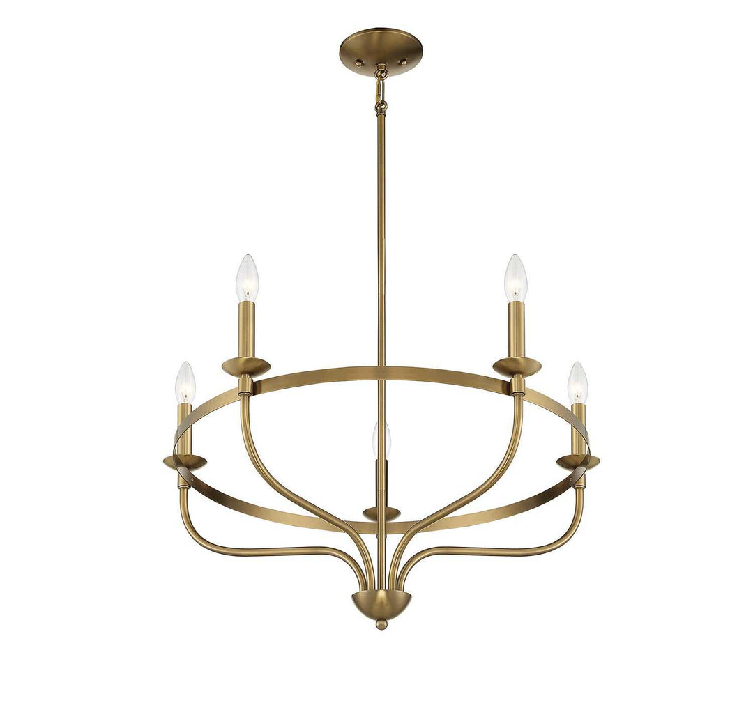 Meridian - M10087NB - Five Light Chandelier - Natural Brass