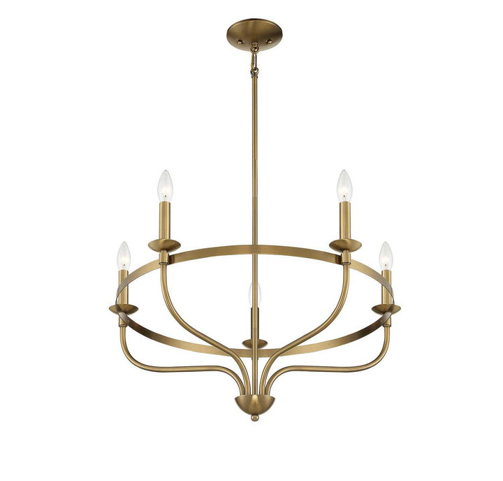 Meridian - M10087NB - Five Light Chandelier - Natural Brass
