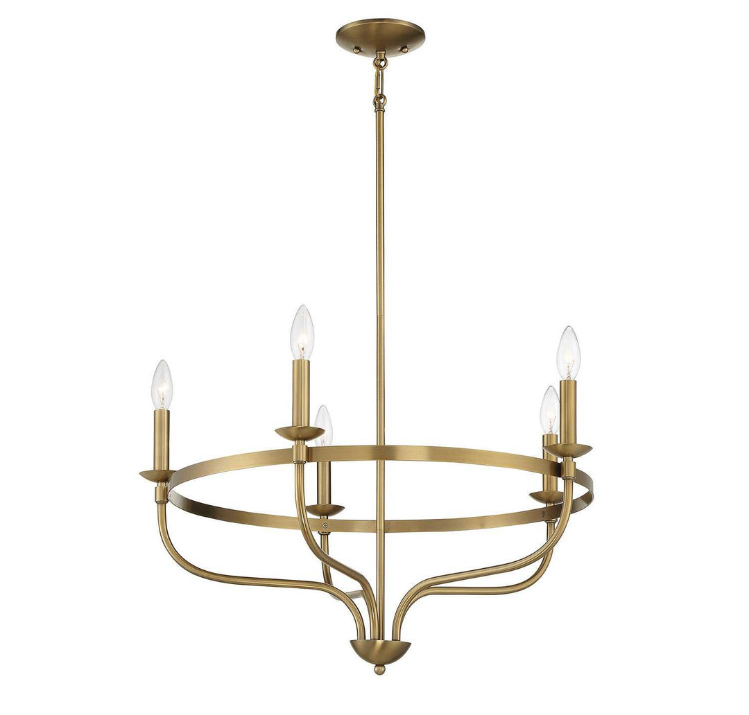 Meridian - M10087NB - Five Light Chandelier - Natural Brass