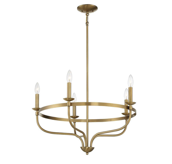 Meridian - M10087NB - Five Light Chandelier - Natural Brass