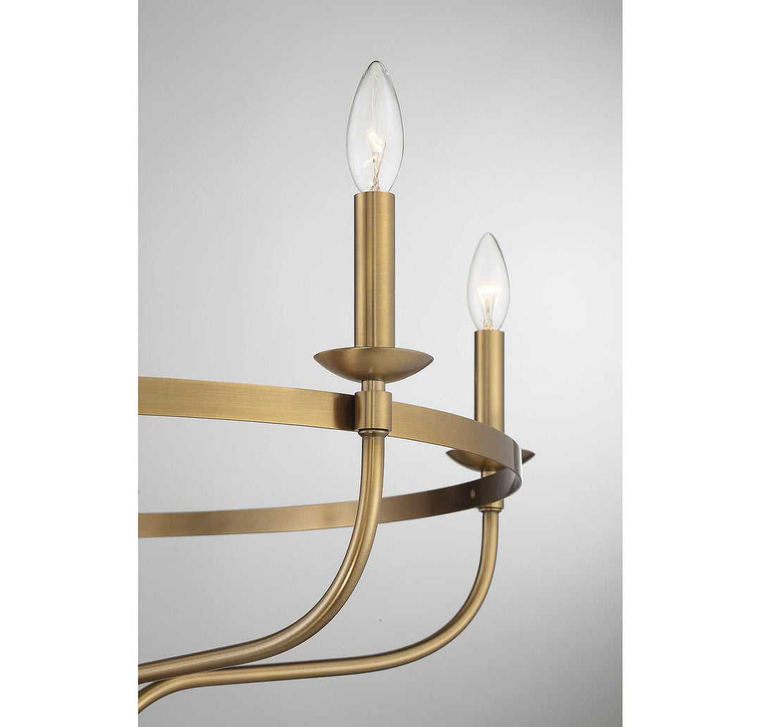 Meridian - M10087NB - Five Light Chandelier - Natural Brass