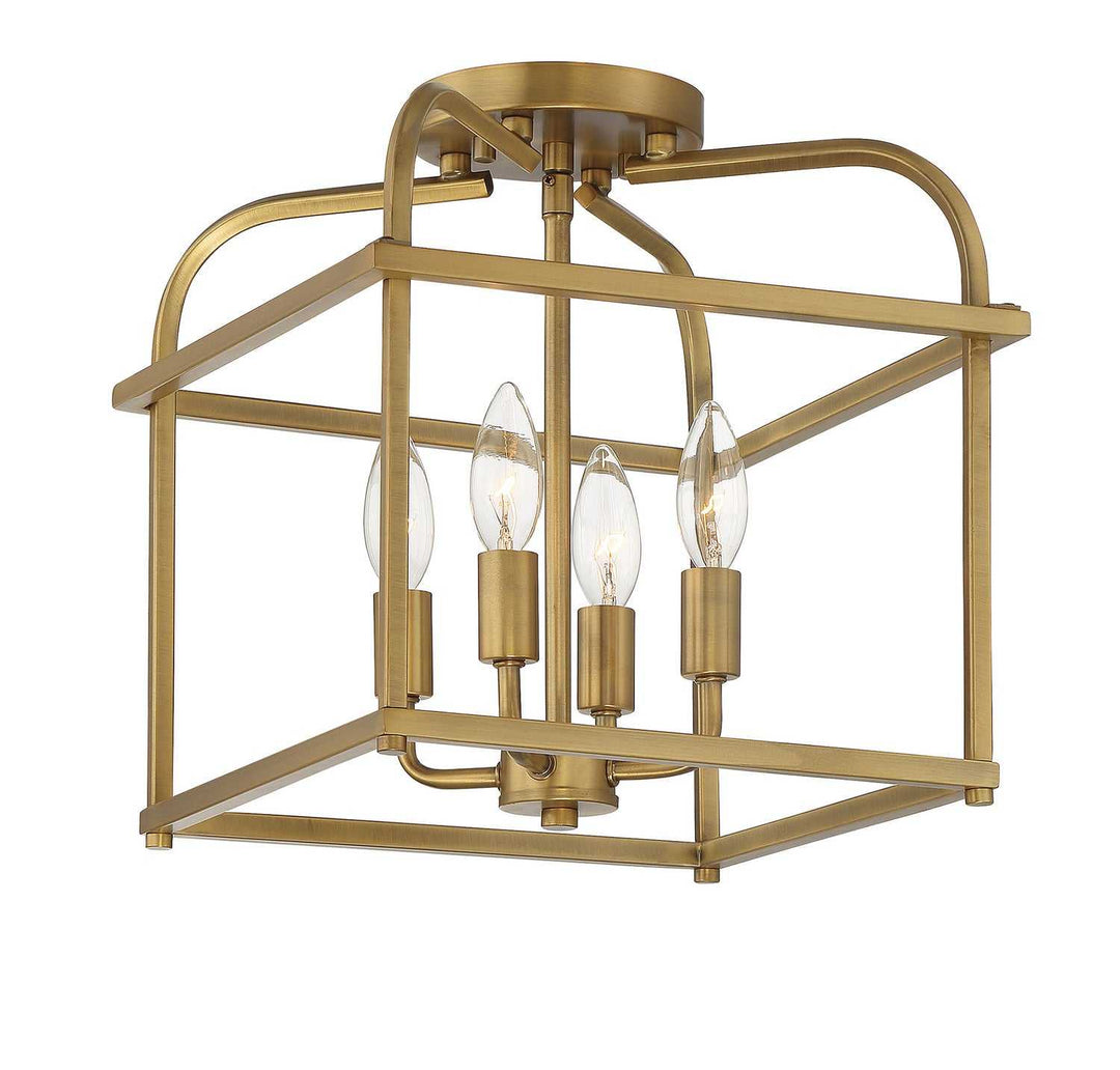 Meridian - M60061NB - Four Light Semi-Flush Mount - Natural Brass