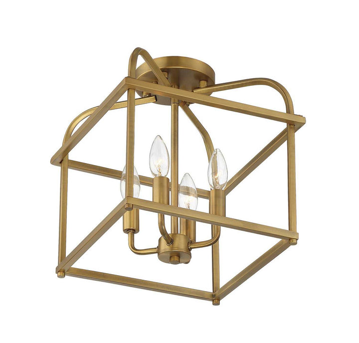 Meridian - M60061NB - Four Light Semi-Flush Mount - Natural Brass