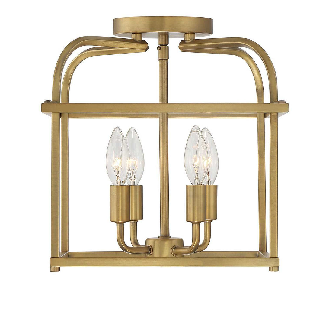 Meridian - M60061NB - Four Light Semi-Flush Mount - Natural Brass