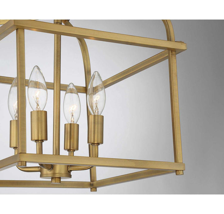 Meridian - M60061NB - Four Light Semi-Flush Mount - Natural Brass