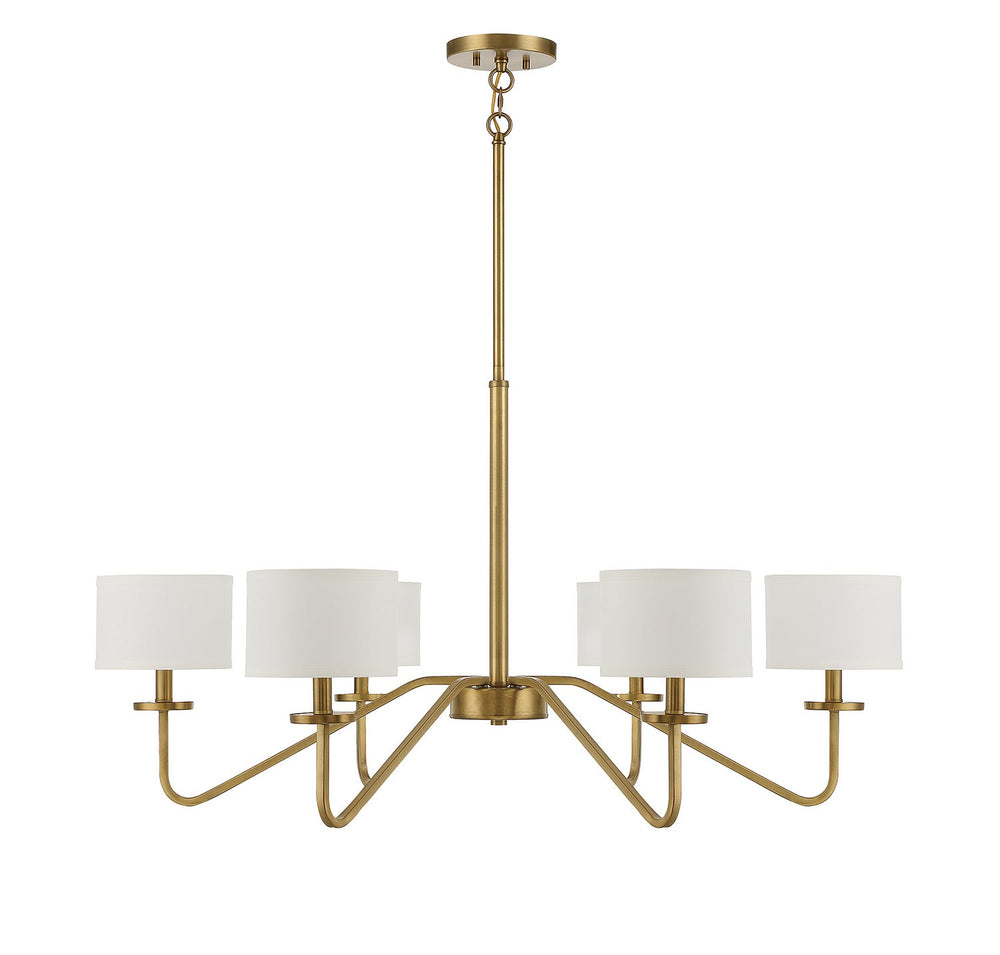 Meridian - M10092NB - Six Light Chandelier - Natural Brass