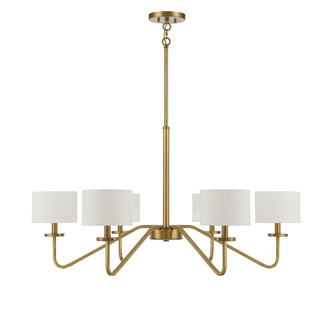 Meridian - M10092NB - Six Light Chandelier - Natural Brass