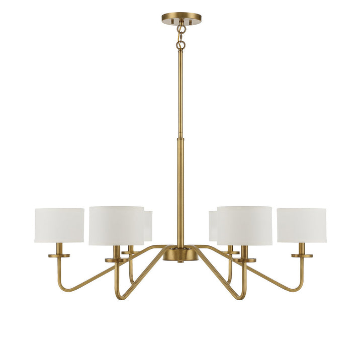 Meridian - M10092NB - Six Light Chandelier - Natural Brass