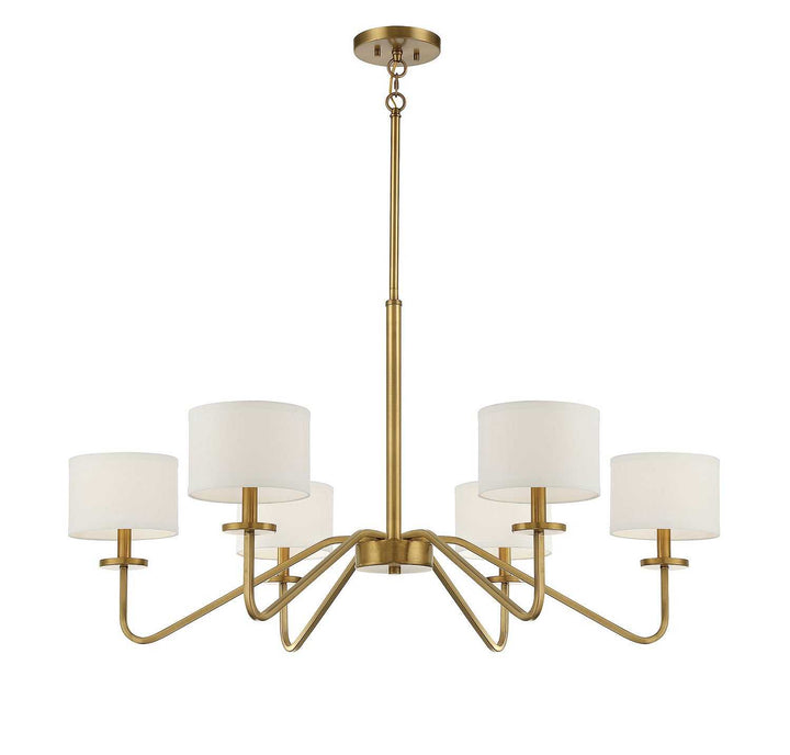 Meridian - M10092NB - Six Light Chandelier - Natural Brass