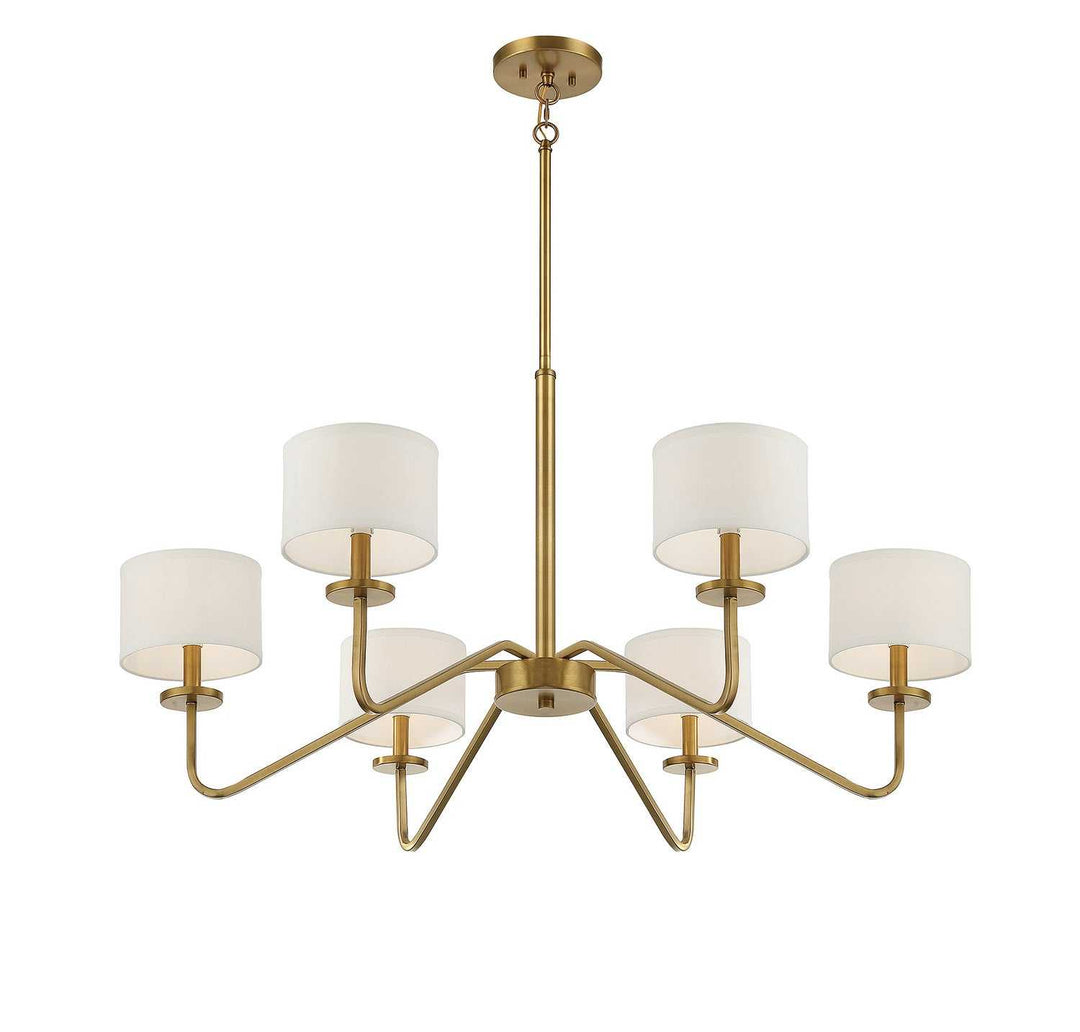 Meridian - M10092NB - Six Light Chandelier - Natural Brass