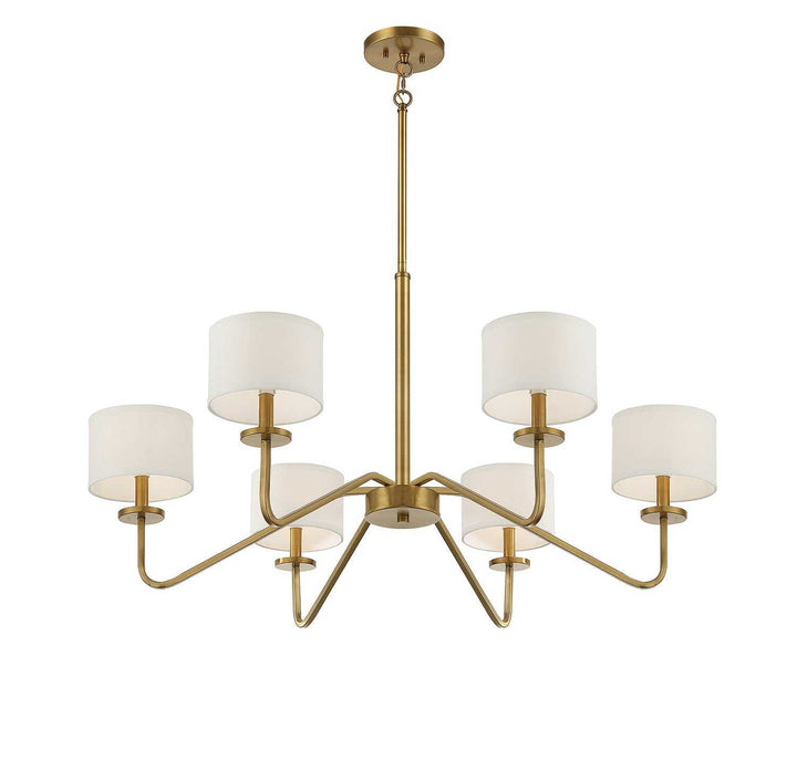 Meridian - M10092NB - Six Light Chandelier - Natural Brass