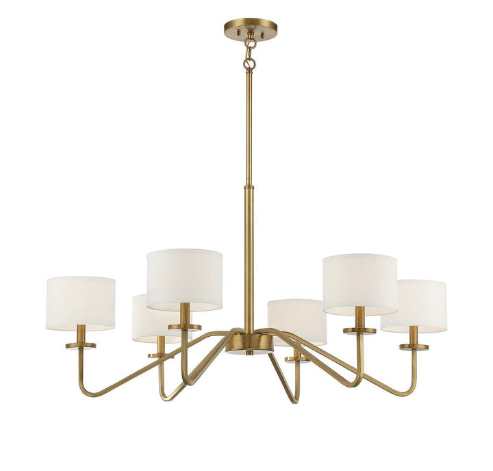 Meridian - M10092NB - Six Light Chandelier - Natural Brass