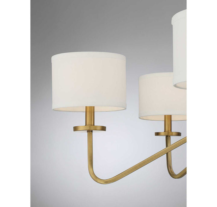 Meridian - M10092NB - Six Light Chandelier - Natural Brass
