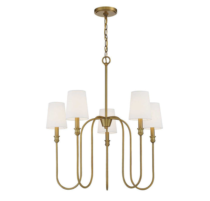 Meridian - M10077NB - Five Light Chandelier - Natural Brass