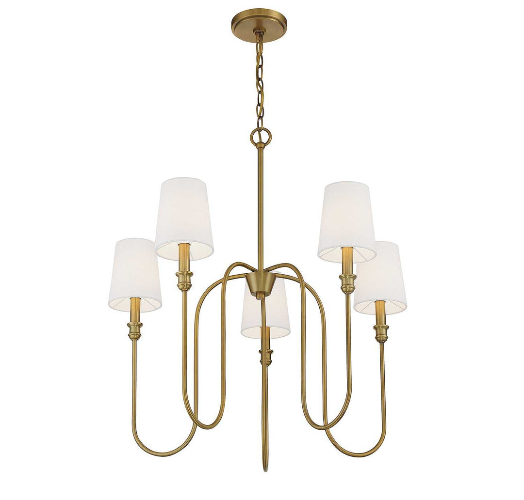 Meridian - M10077NB - Five Light Chandelier - Natural Brass