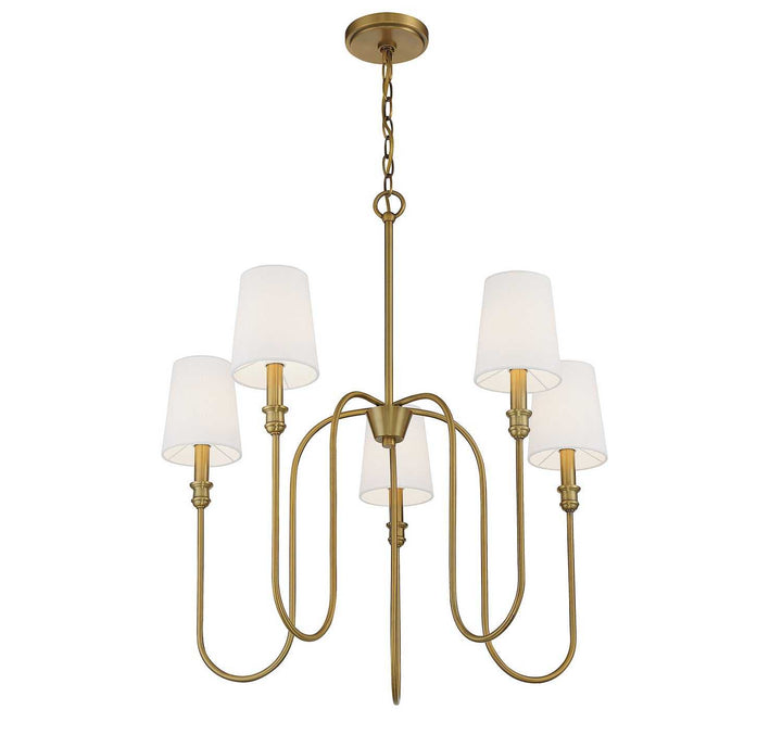 Meridian - M10077NB - Five Light Chandelier - Natural Brass