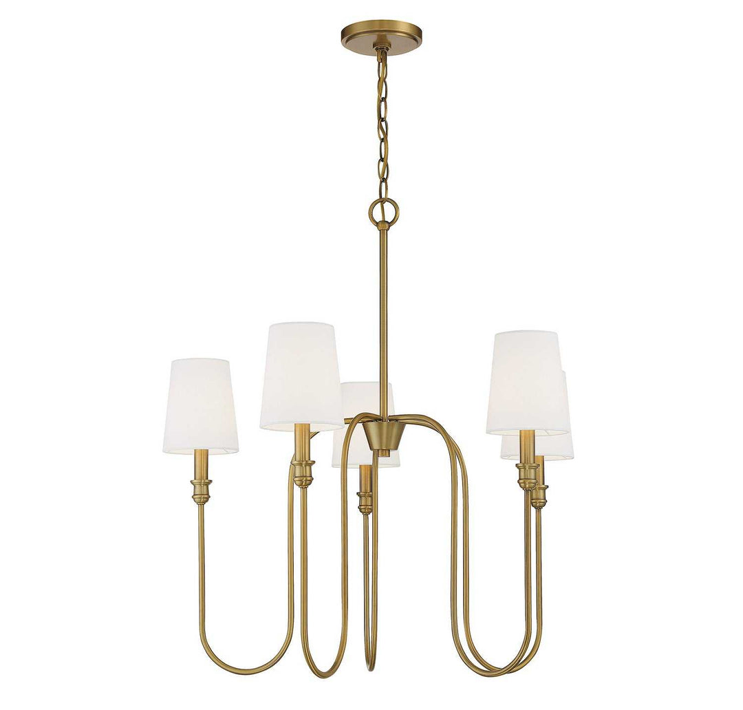 Meridian - M10077NB - Five Light Chandelier - Natural Brass