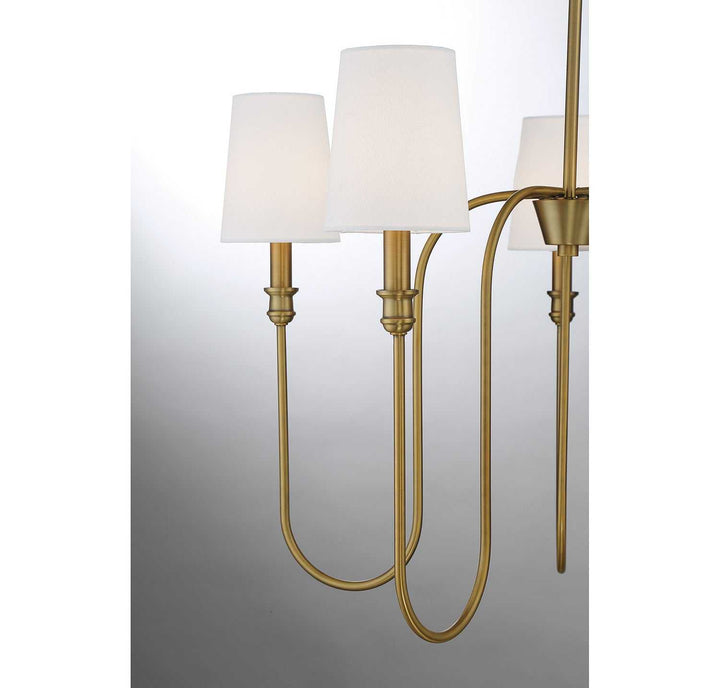 Meridian - M10077NB - Five Light Chandelier - Natural Brass