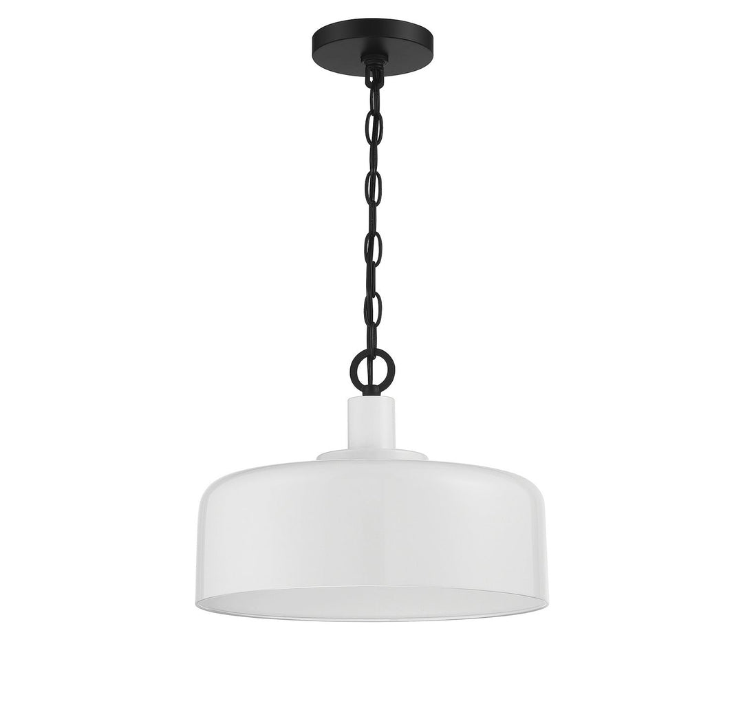 Meridian - M70103WHBK - One Light Pendant - White with Black