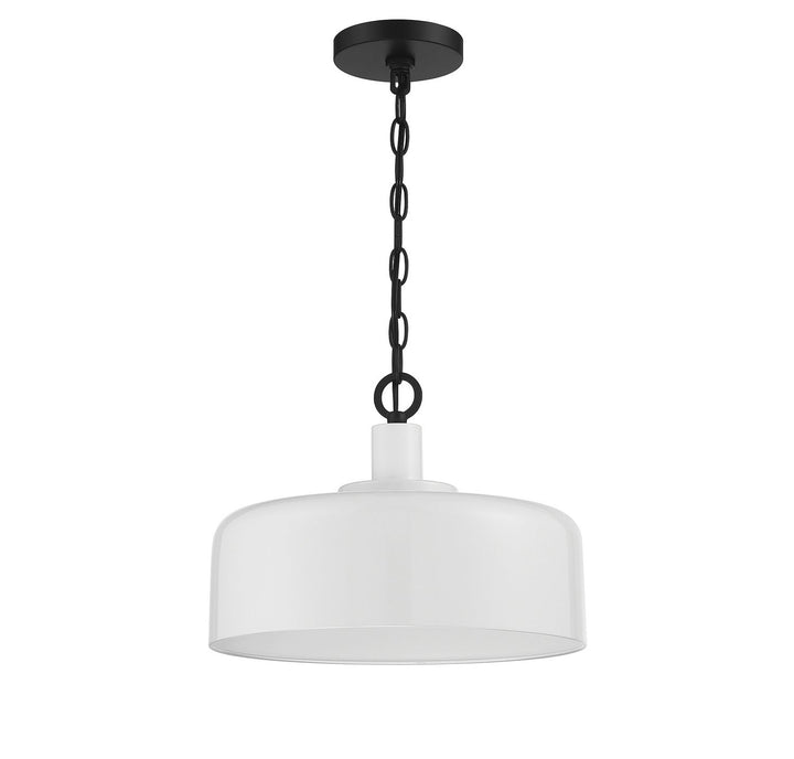 Meridian - M70103WHBK - One Light Pendant - White with Black