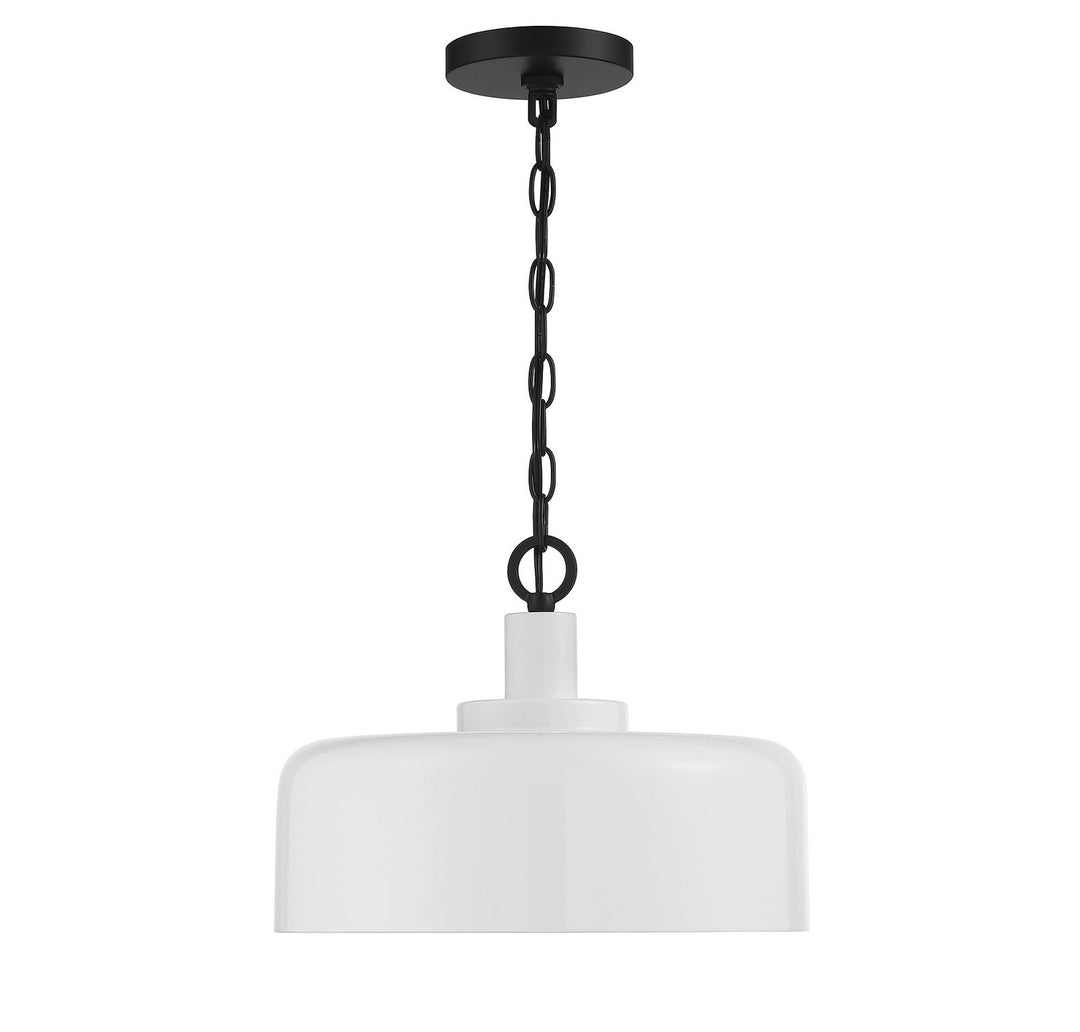 Meridian - M70103WHBK - One Light Pendant - White with Black