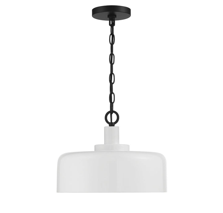 Meridian - M70103WHBK - One Light Pendant - White with Black