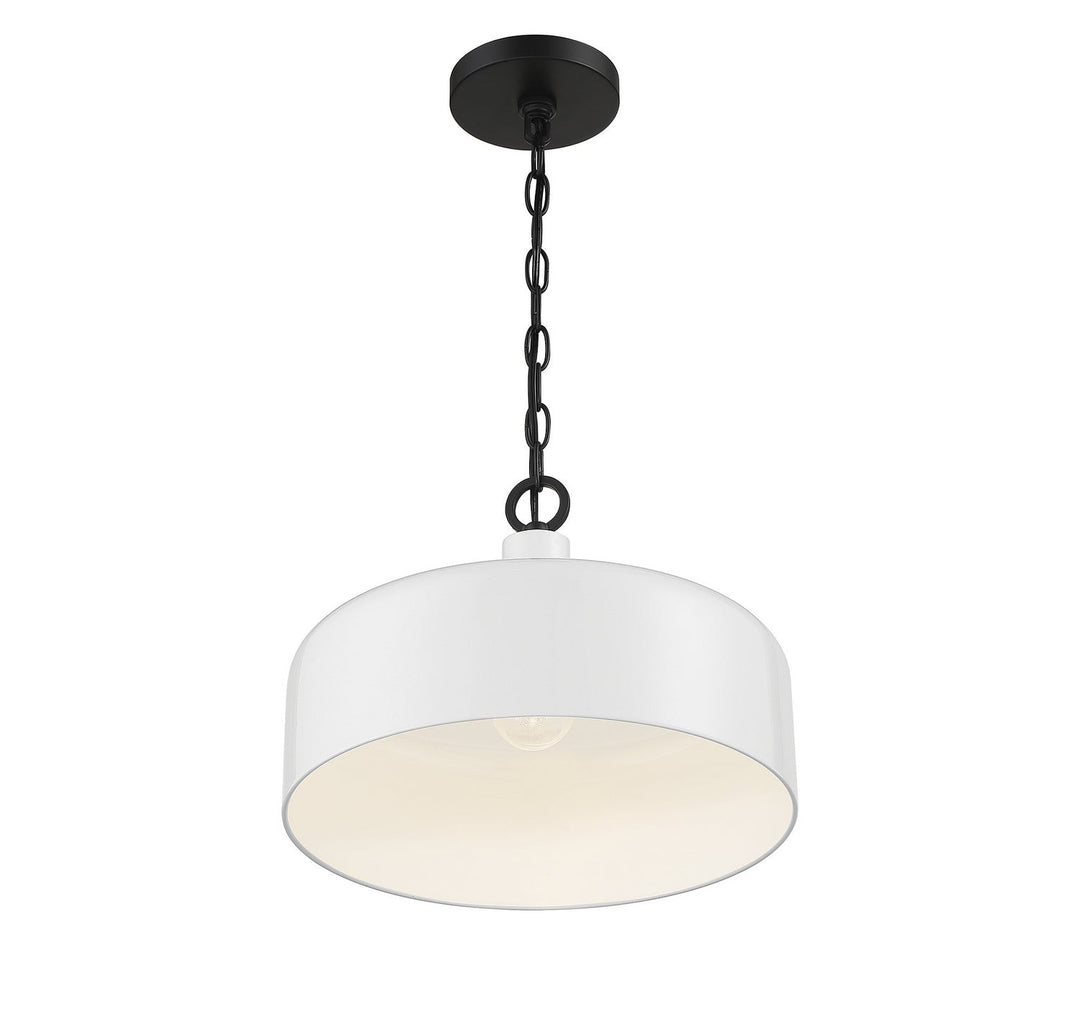 Meridian - M70103WHBK - One Light Pendant - White with Black