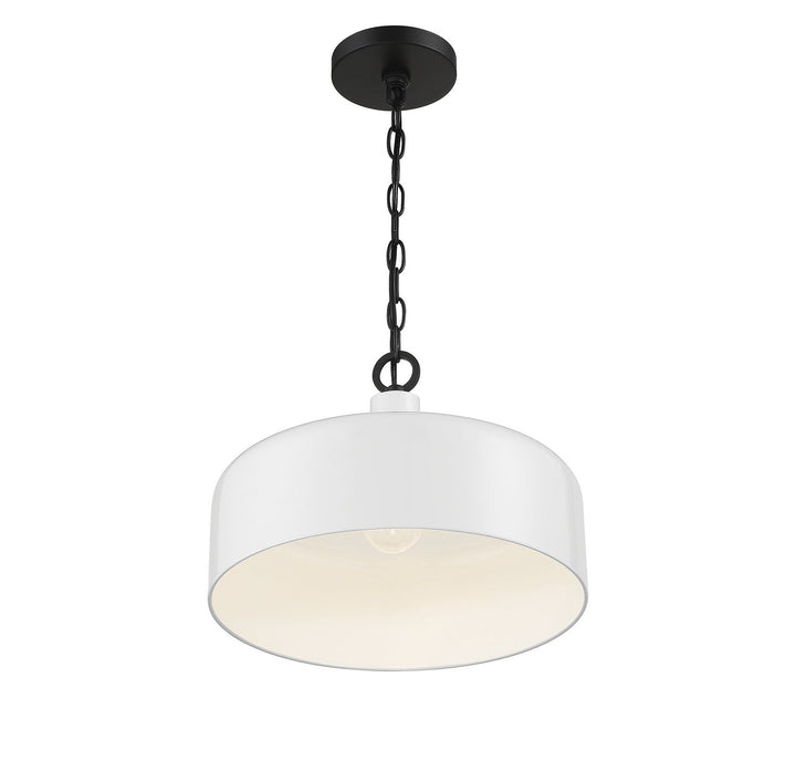Meridian - M70103WHBK - One Light Pendant - White with Black