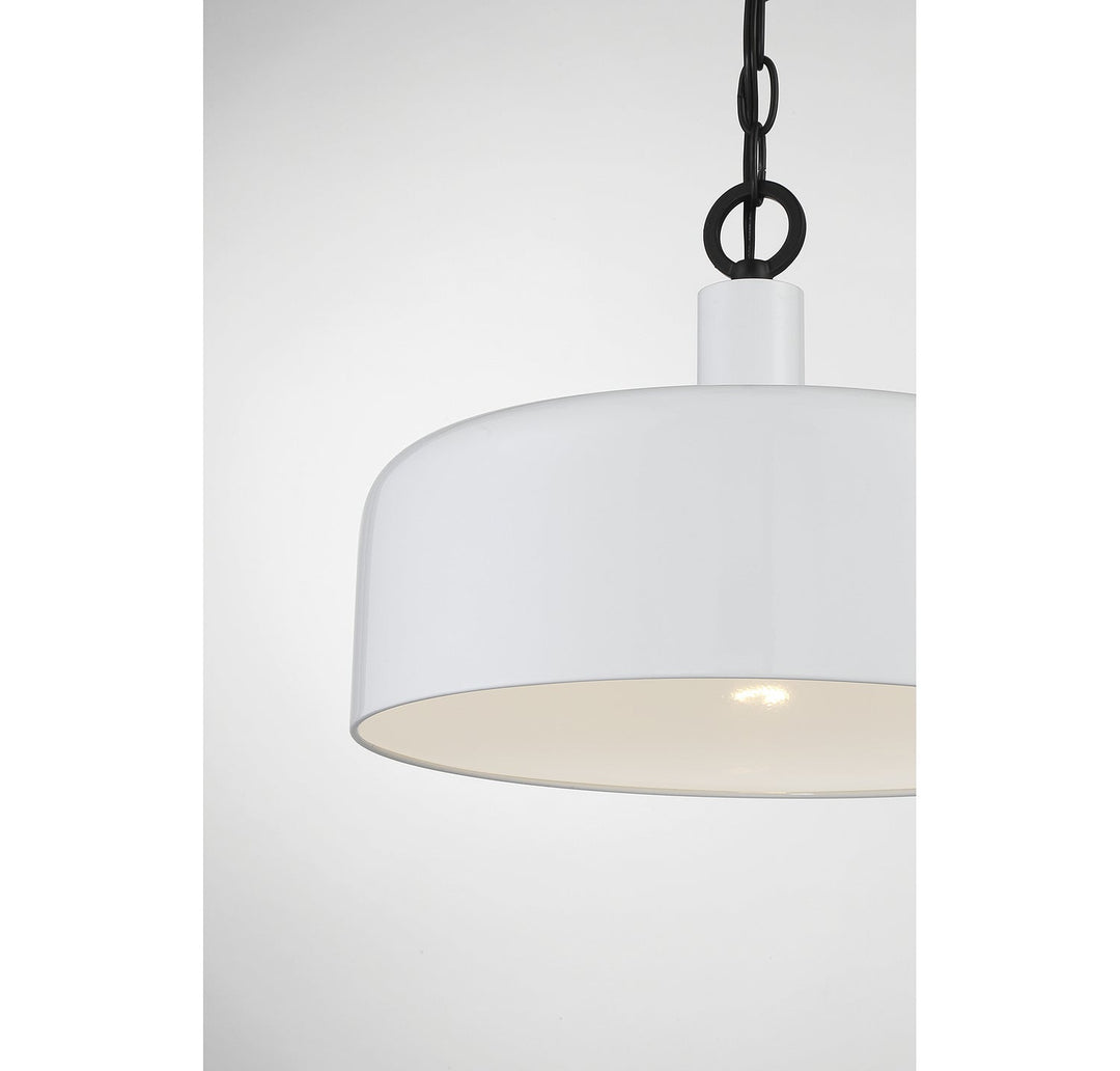 Meridian - M70103WHBK - One Light Pendant - White with Black