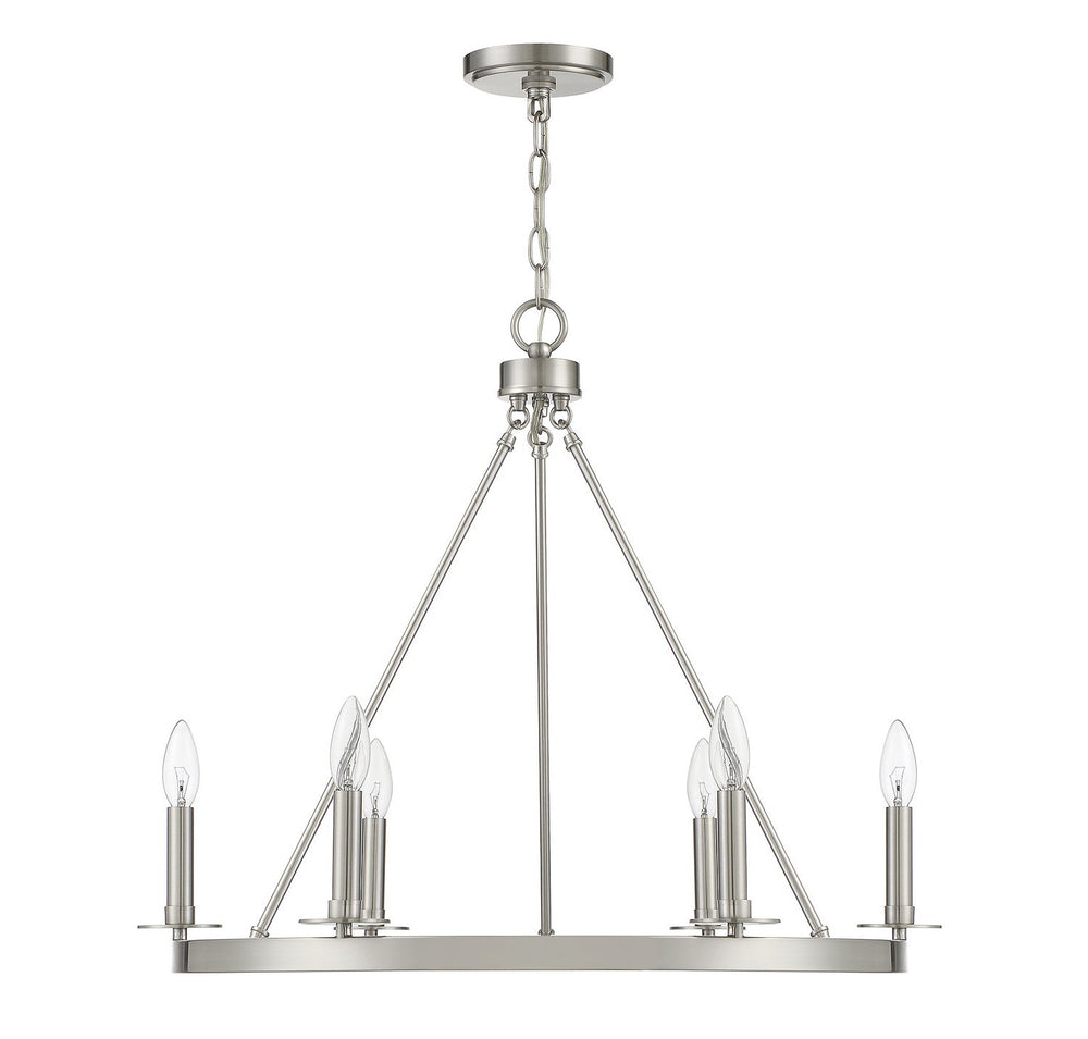 Meridian - M10093BN - Six Light Chandelier - Brushed Nickel