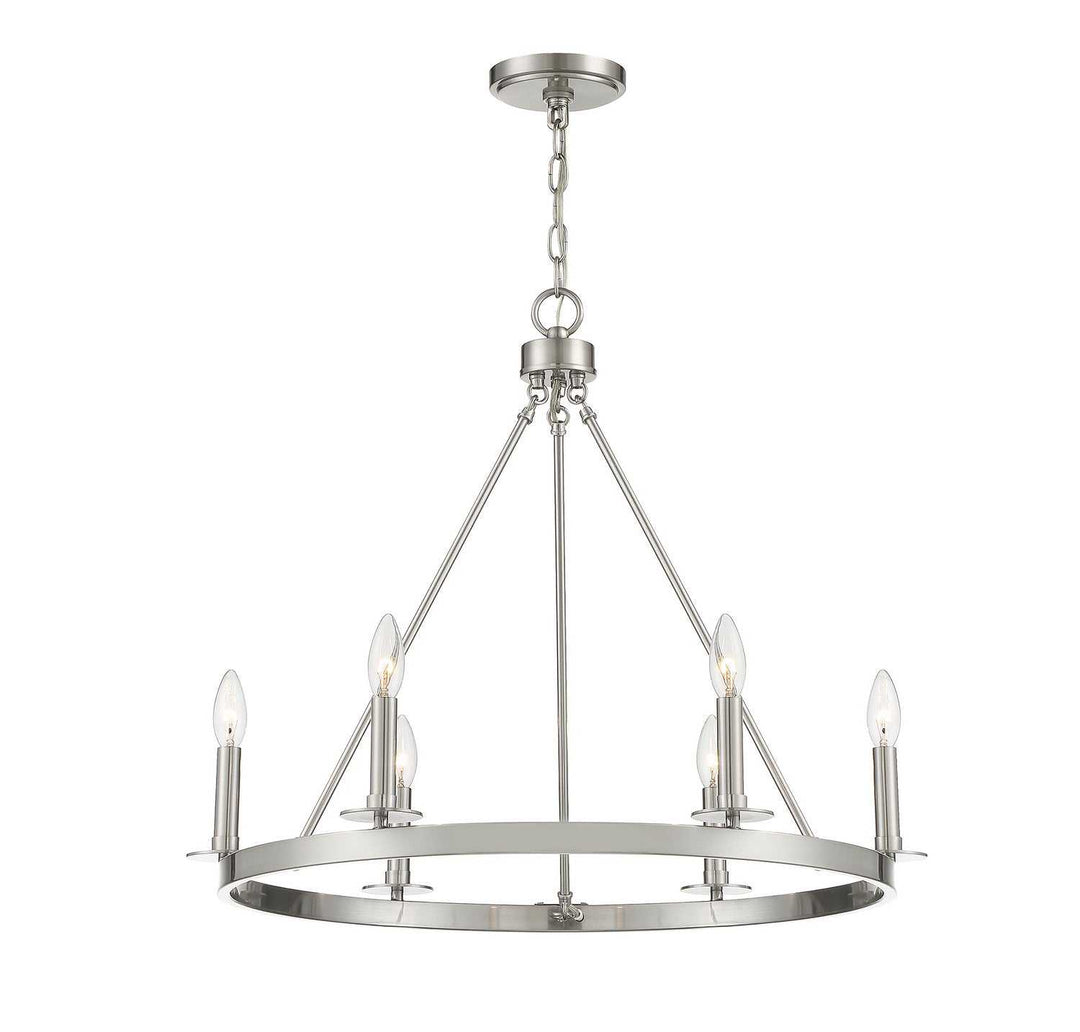 Meridian - M10093BN - Six Light Chandelier - Brushed Nickel