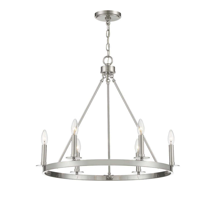 Meridian - M10093BN - Six Light Chandelier - Brushed Nickel
