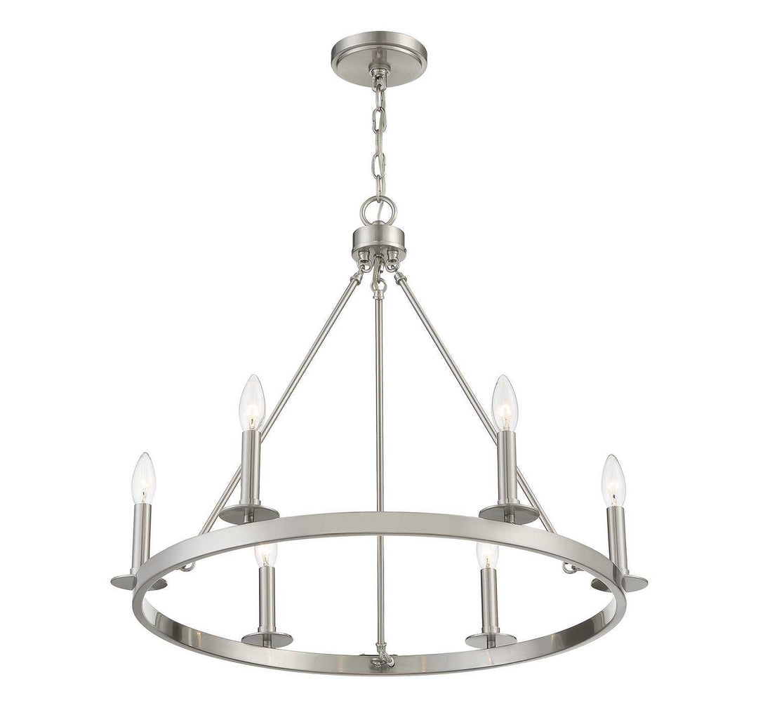 Meridian - M10093BN - Six Light Chandelier - Brushed Nickel