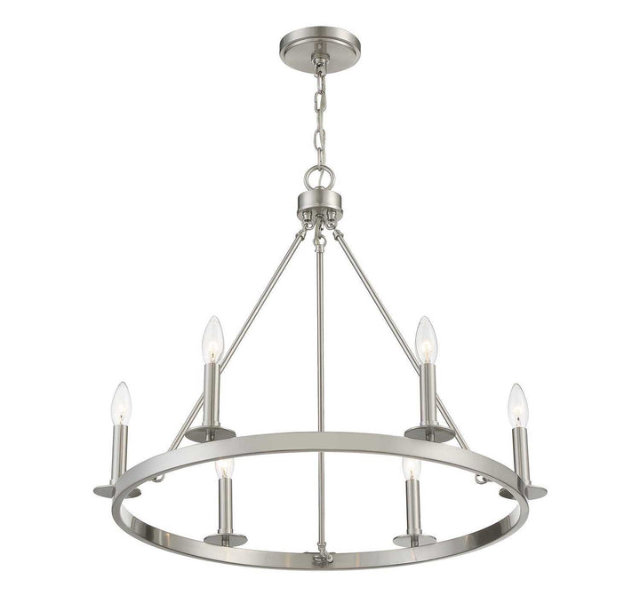 Meridian - M10093BN - Six Light Chandelier - Brushed Nickel