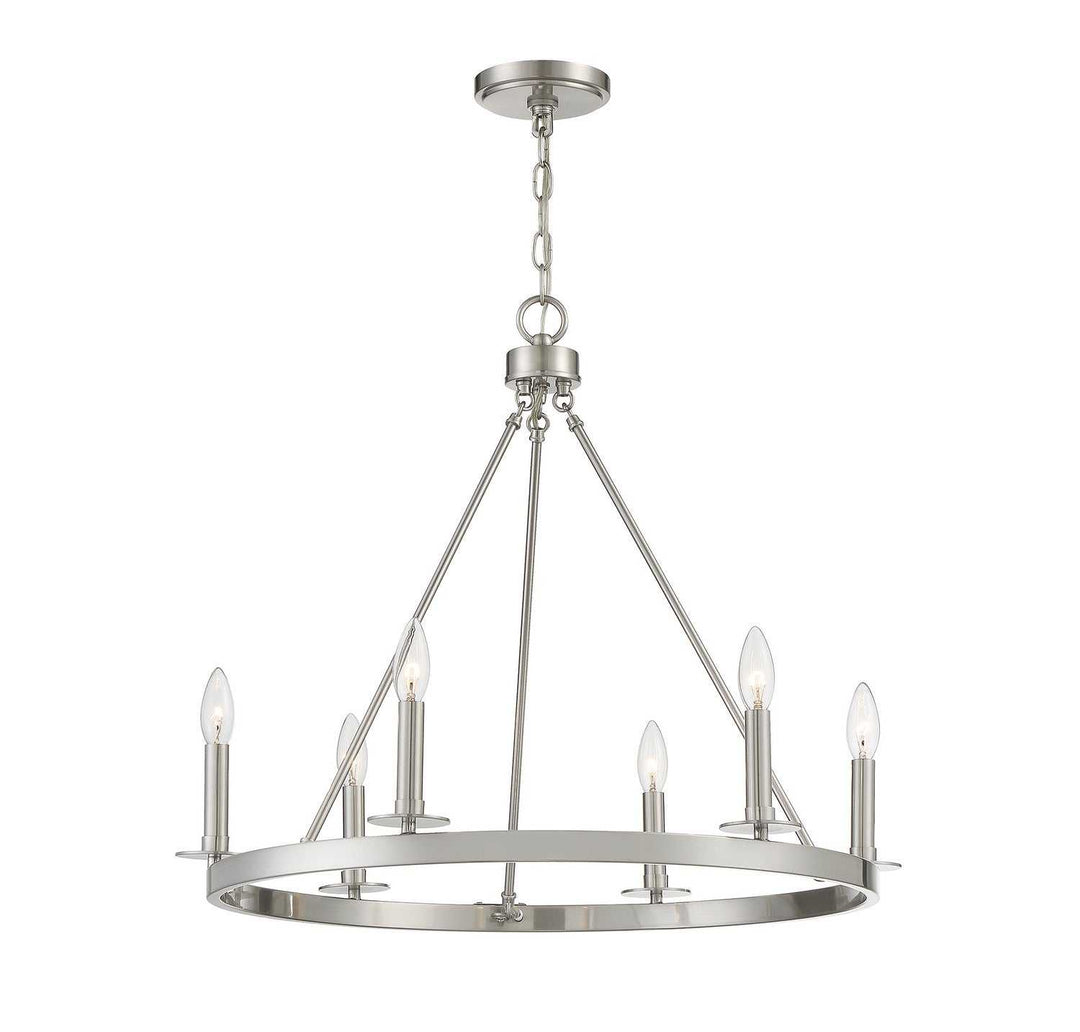 Meridian - M10093BN - Six Light Chandelier - Brushed Nickel