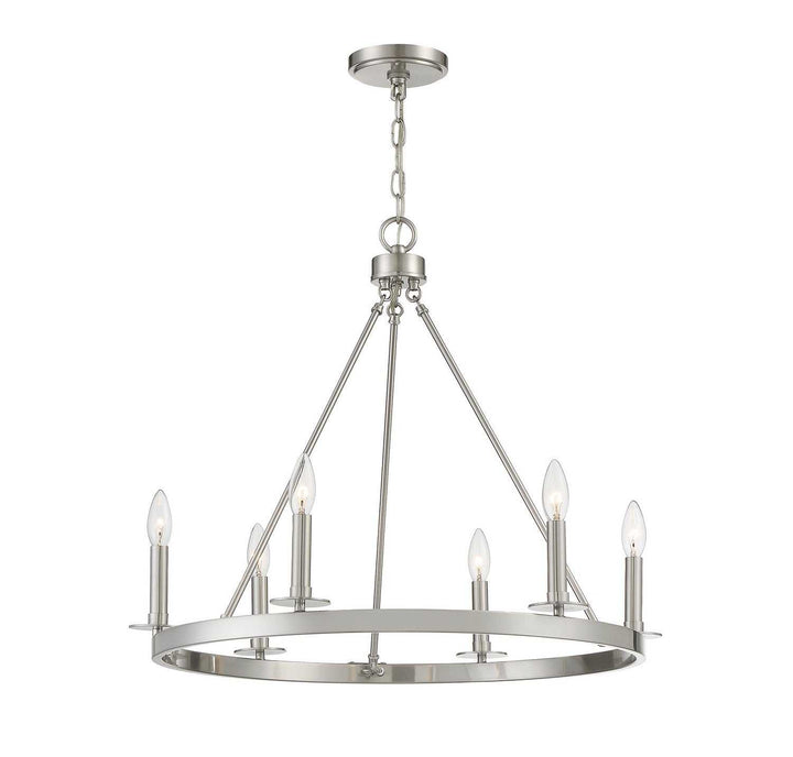 Meridian - M10093BN - Six Light Chandelier - Brushed Nickel