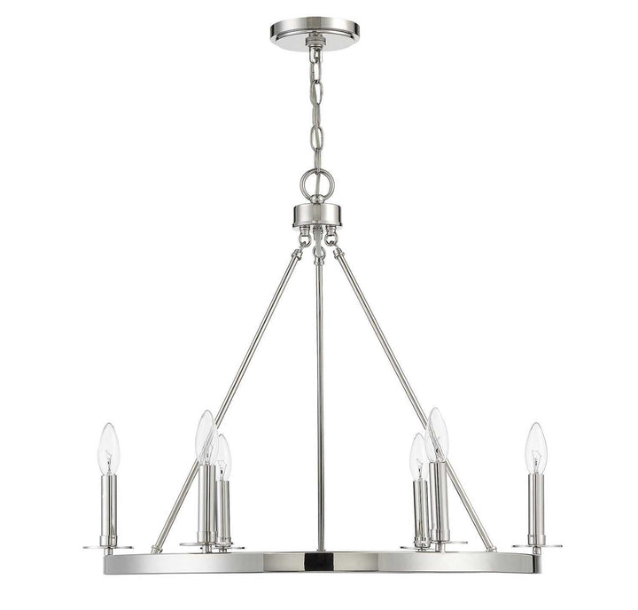 Meridian - M10093PN - Six Light Chandelier - Polished Nickel