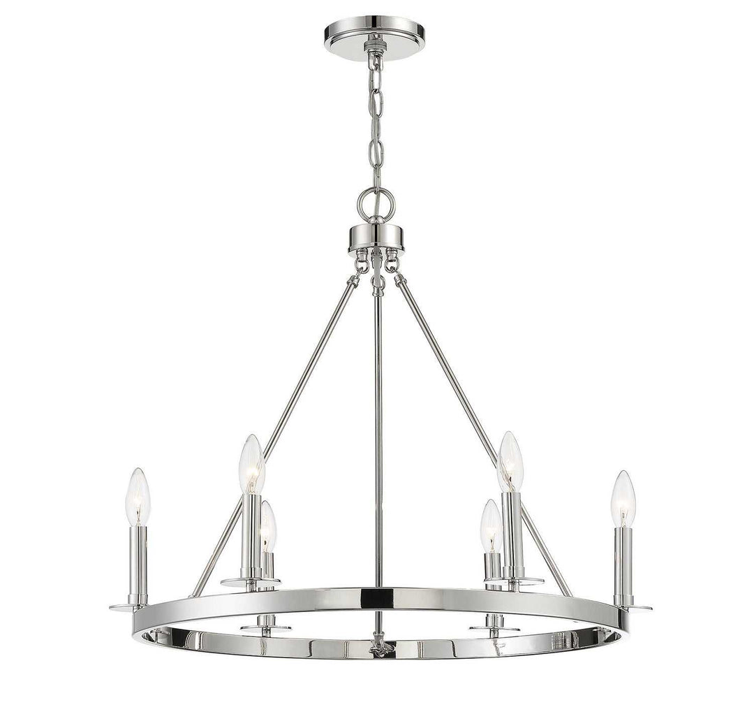 Meridian - M10093PN - Six Light Chandelier - Polished Nickel