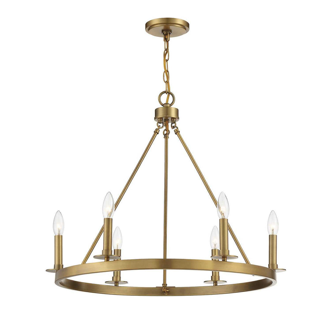 Meridian - M10093NB - Six Light Chandelier - Natural Brass